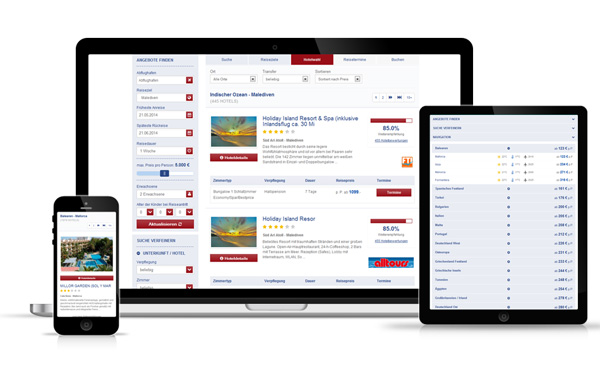 Responsive Webdesign: Lastminute- und Pauschalbuchungsmaschine